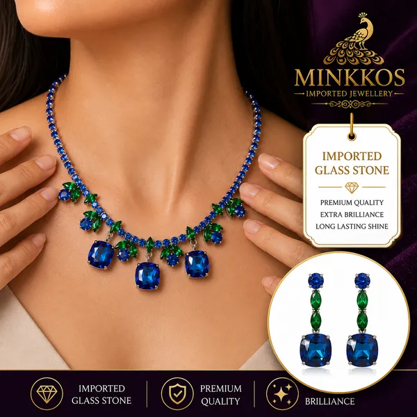 MINKKOS_Signature_Royal_Sapphire_Bloom_Necklace_Set_Imported