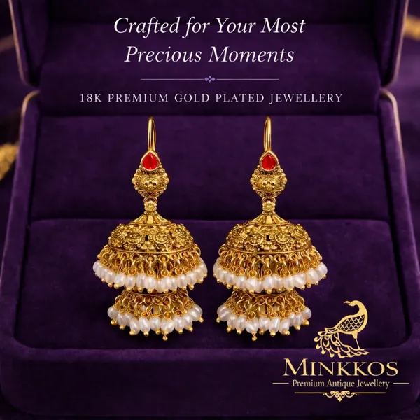 Minkkos_3-in-1_Temple_Earrings_Combo_|_Push_Back_|_Traditional_Gold_Design