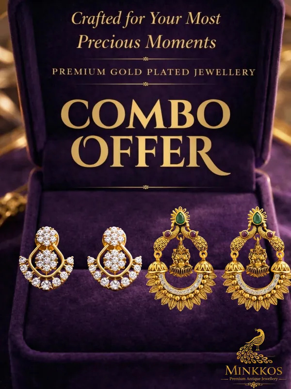 Premium_Traditional_Gold_Stone_Temple_Style_Earring_Combo_-_Push_BackStuds