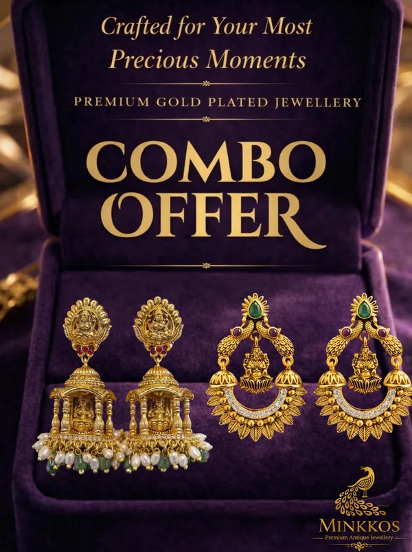 Premium_Traditional_Antique_Temple_Gold_Pearl_Detail_Earring_Combo_-_Push_Back_Studs