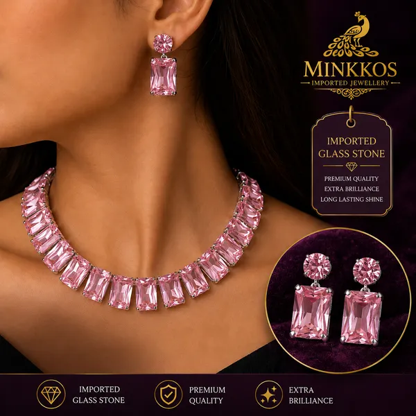 Minkkos_Signature_Pink_Crystal_Royale_Necklace_Set__Imported