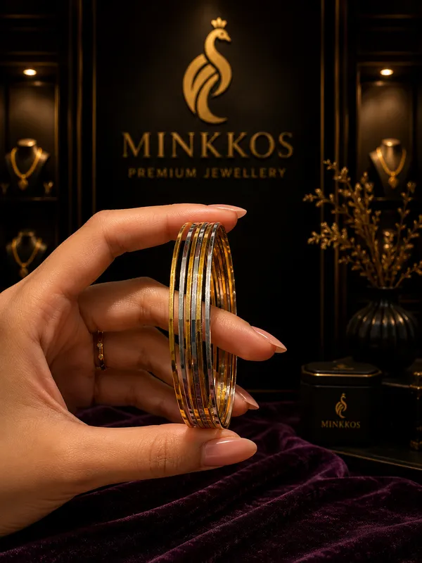 Minkkos_Trending_Signature_Two-Tone_Classic_Bangles_(6_Bangles)_