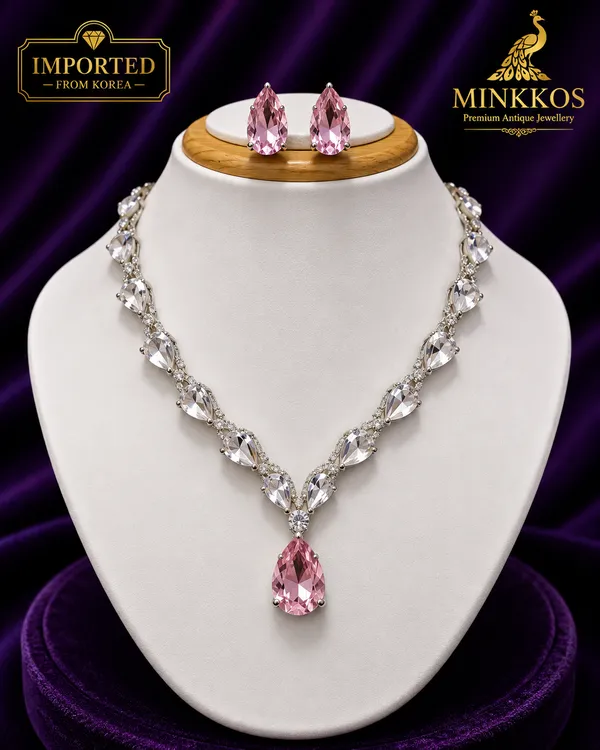 Pink_Teardrop_Swarovski®_Crystal_Imported_Jewellery_Set