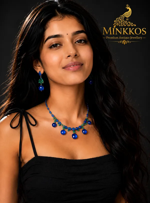 MINKKOS_Signature_Royal_Sapphire_Bloom_Necklace_Set_Imported
