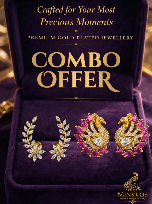 Royal_Peacock_&_Crystal_Leaf_Combo_Earrings