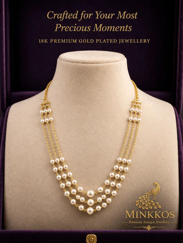 Premium_Traditional_Three_layer_Gold_Pearl_Layered_Necklace