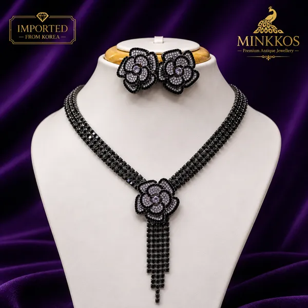 MINKKOS_Signature_Black_Rose_Crystal_Jewellery_Set_Imported