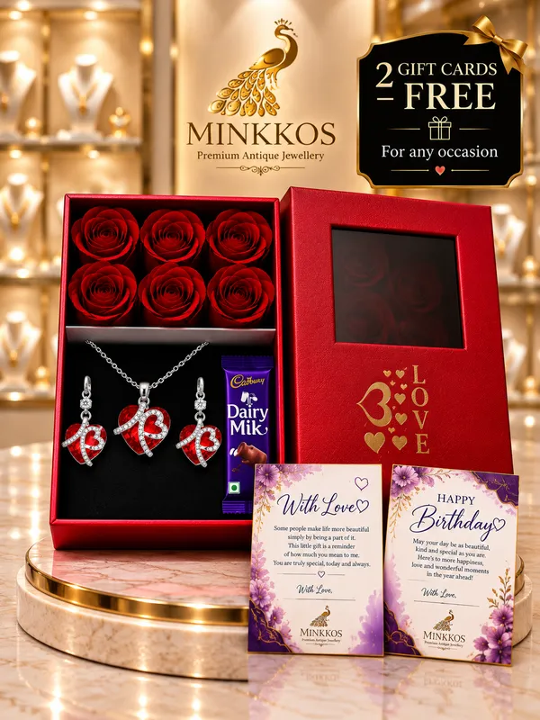 MINKKOS_Red_Signature_Emerald_Heart_Swarovski_Crystal_Jewellery_Set_