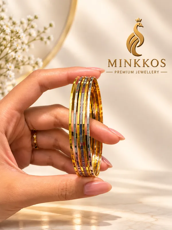 Minkkos_Trending_Signature_Two-Tone_Classic_Bangles_(6_Bangles)_