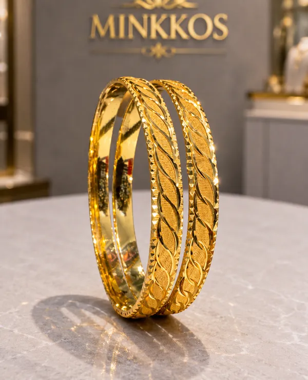 MINKKOS_Aurelia_Leaf_Pattern_Gold_Bangles_Premium_1_Gram_Gold