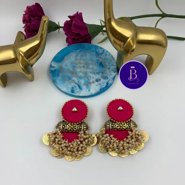 Pink_Handmade_Brass_Fancy_Design_Earrings_For_Women