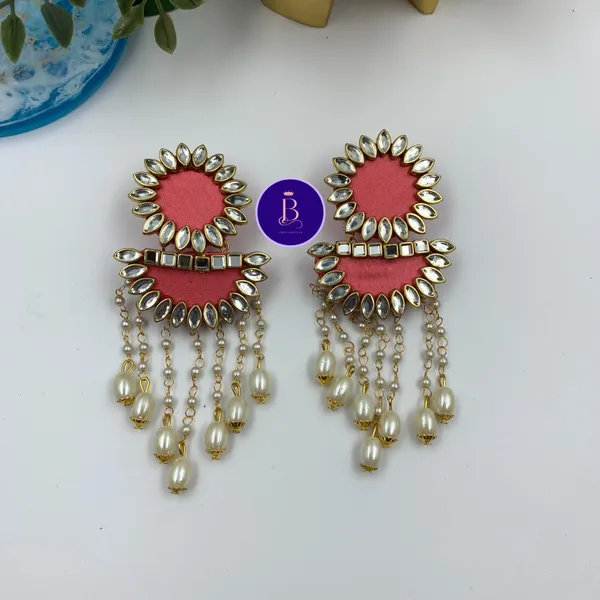 Pink_Handmade_Brass_Fancy_Design_Long_Earrings_For_Women