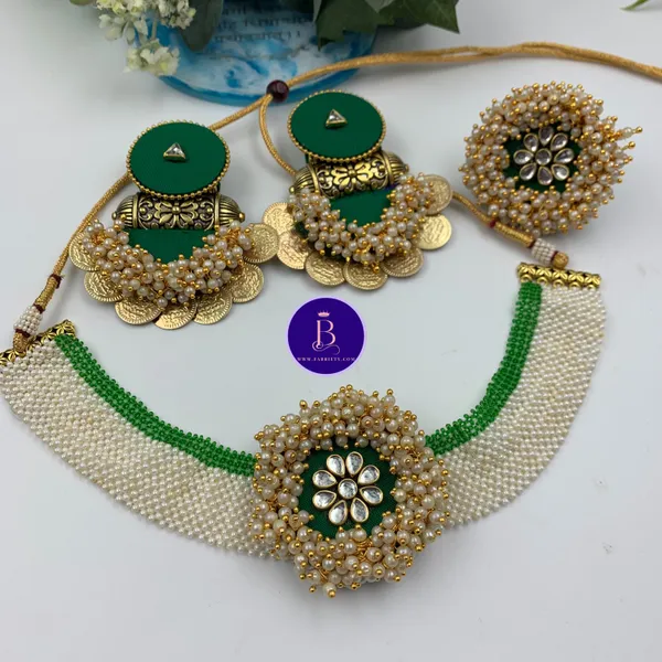 Green_Handmade_Brass_Fancy_Design_Choker_Set_For_Women