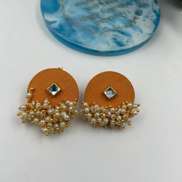 Orange_Handmade_Brass_Fancy_Design_Stud_Earrings_For_Women