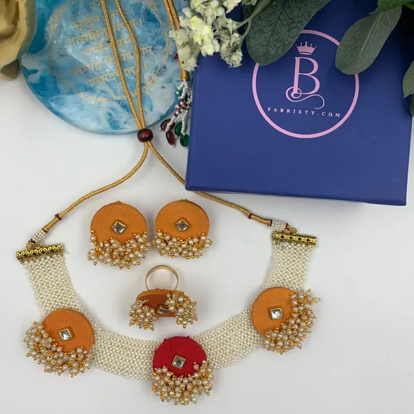 Orange_Handmade_Brass_Fancy_Design_Choker_Set_For_Women