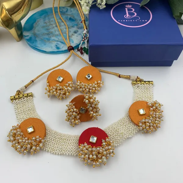 Orange_Handmade_Brass_Fancy_Design_Choker_Set_For_Women