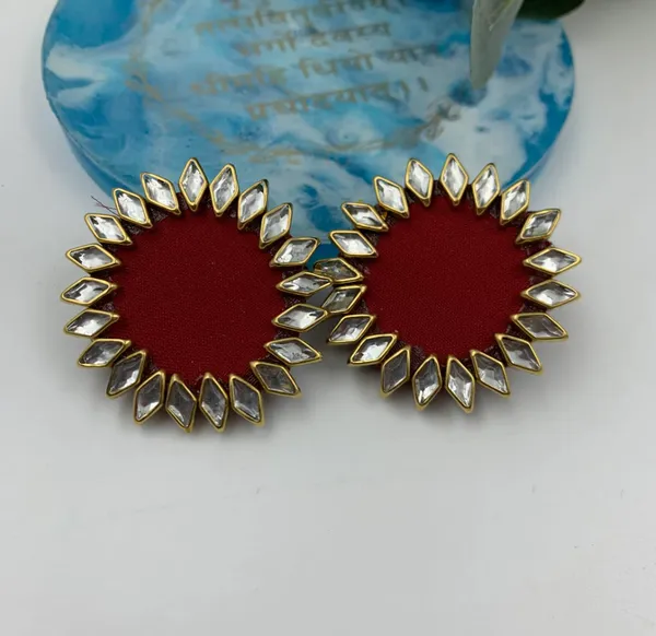 Maroon_Handmade_Brass_Fancy_Design_Earrings_For_Women