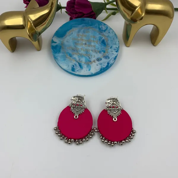 Deep_Pink_Handmade_Brass_Fancy_Design_Stud_Earrings_For_Women