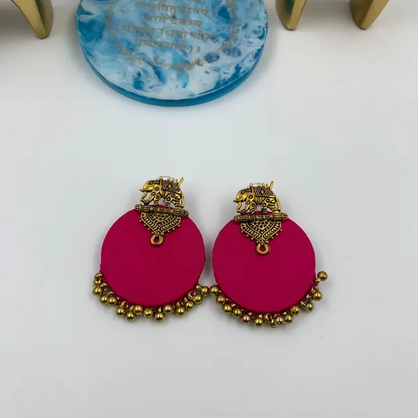 Deep_Pink_Handmade_Brass_Fancy_Design_Stud_Earrings_For_Women