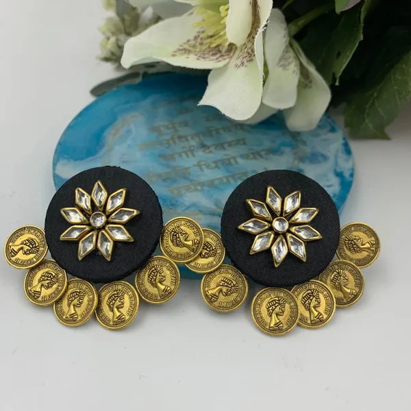 Black_Handmade_Brass_Fancy_Design_Stud_Earrings_For_Women