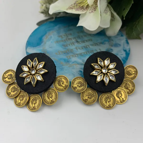 Black_Handmade_Brass_Fancy_Design_Stud_Earrings_For_Women