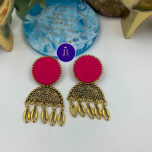 Pink_Handmade_Brass_Fancy_Design_Earrings_For_Women