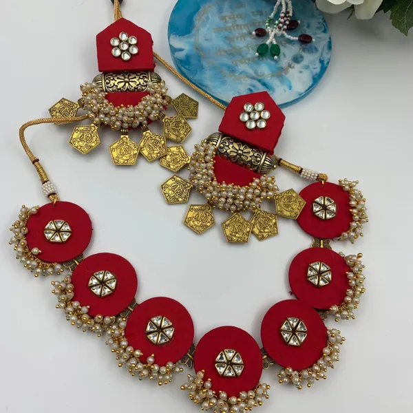 Red_Handmade_Brass_Fancy_Design_Choker_Set_For_Women