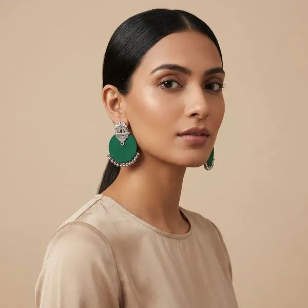Green_Handmade_Brass_Fancy_Design_Stud_Earrings_For_Women