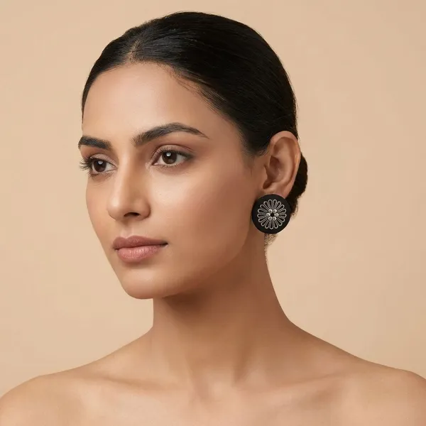 Black_Handmade_Brass_Fancy_Design_Stud_Earrings_For_Women
