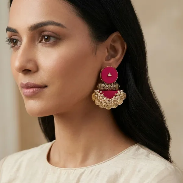 Pink_Handmade_Brass_Fancy_Design_Earrings_For_Women
