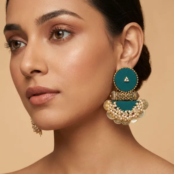 Peacock_Green_Handmade_Brass_Fancy_Design_Earrings_For_Women