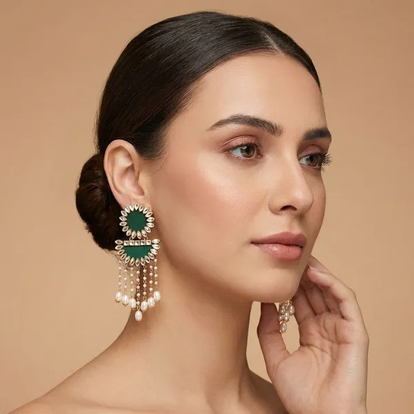 Green_Handmade_Brass_Fancy_Design_Long_Earrings_For_Women