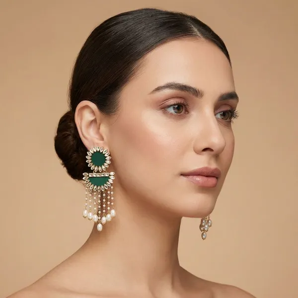 Green_Handmade_Brass_Fancy_Design_Long_Earrings_For_Women