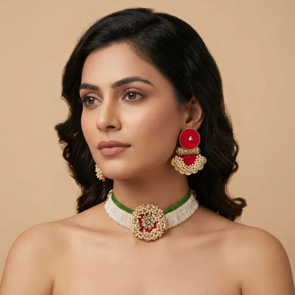 Red_Handmade_Brass_Fancy_Design_Choker_Set_For_Women