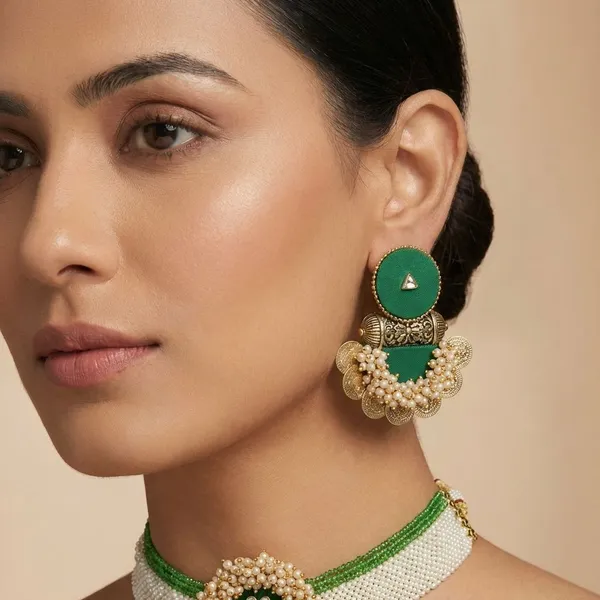 Green_Handmade_Brass_Fancy_Design_Choker_Set_For_Women