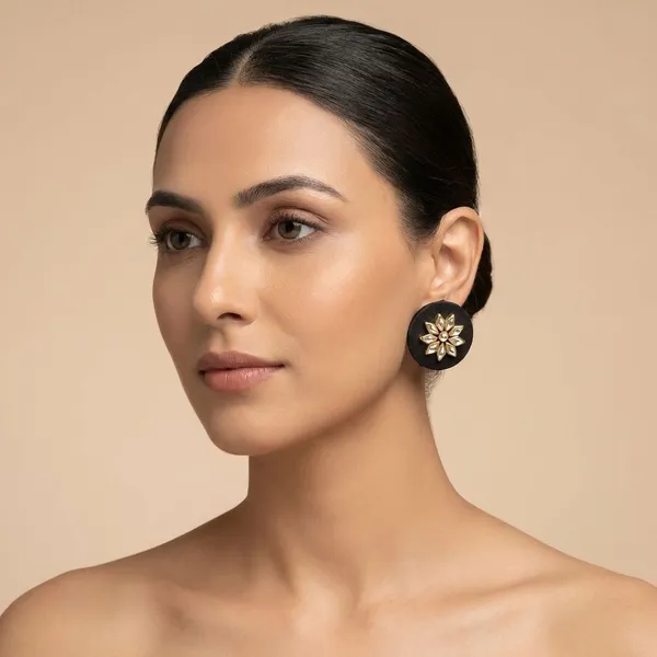 Black_Handmade_Brass_Fancy_Design_Stud_Earrings_For_Women