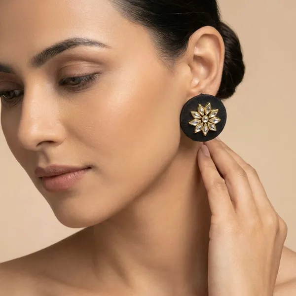 Black_Handmade_Brass_Fancy_Design_Stud_Earrings_For_Women