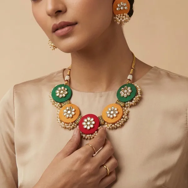 Multicolor_Handmade_Brass_Fancy_Design_Choker_Set_For_Women