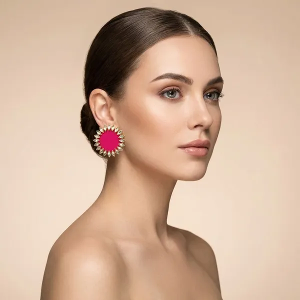 Deep_Pink_Handmade_Brass_Fancy_Design_Earrings_For_Women