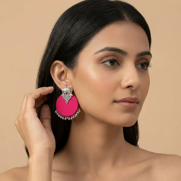 Deep_Pink_Handmade_Brass_Fancy_Design_Stud_Earrings_For_Women