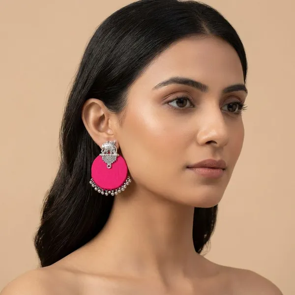 Deep_Pink_Handmade_Brass_Fancy_Design_Stud_Earrings_For_Women