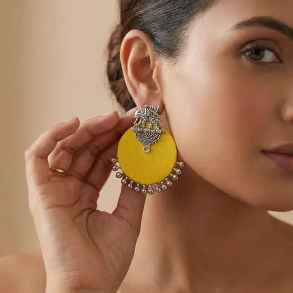 Yellow_Handmade_Brass_Fancy_Design_Stud_Earrings_For_Women