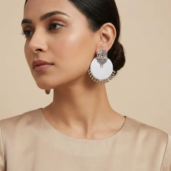 White_Handmade_Brass_Fancy_Design_Stud_Earrings_For_Women