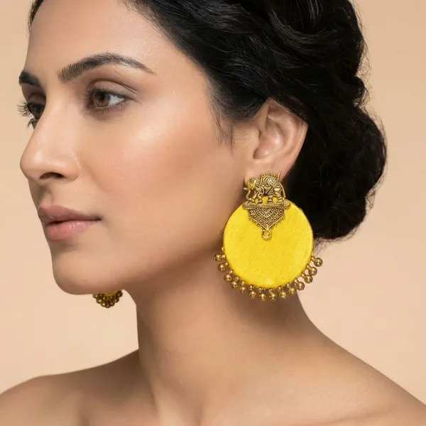 Yellow_Handmade_Brass_Fancy_Design_Stud_Earrings_For_Women