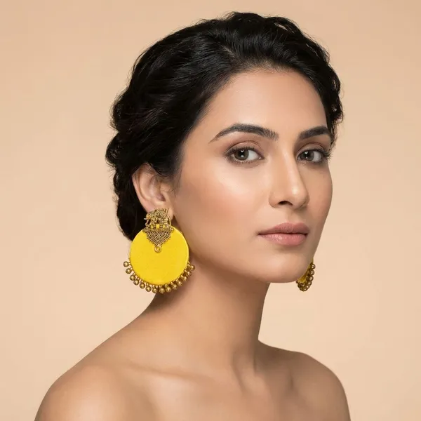 Yellow_Handmade_Brass_Fancy_Design_Stud_Earrings_For_Women