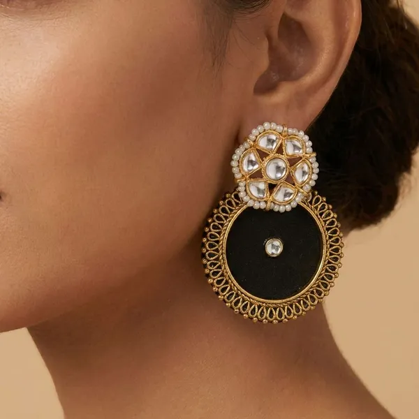 Black_Handmade_Brass_Fancy_Design_Stud_Earrings_For_Women