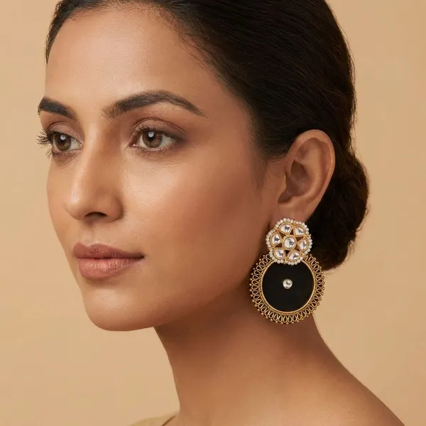Black_Handmade_Brass_Fancy_Design_Stud_Earrings_For_Women