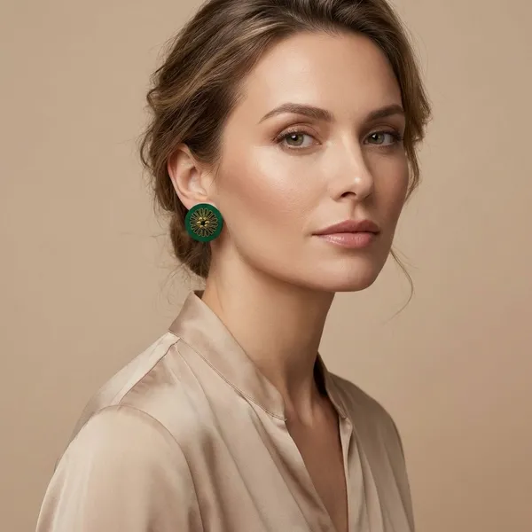 Golden_&_Green_Handmade_Brass_Fancy_Design_Stud_Earrings_For_Women