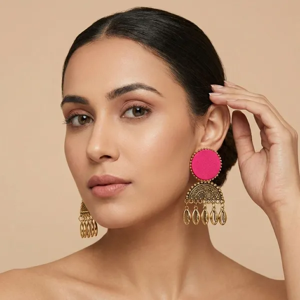 Pink_Handmade_Brass_Fancy_Design_Earrings_For_Women
