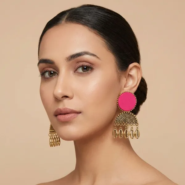 Pink_Handmade_Brass_Fancy_Design_Earrings_For_Women